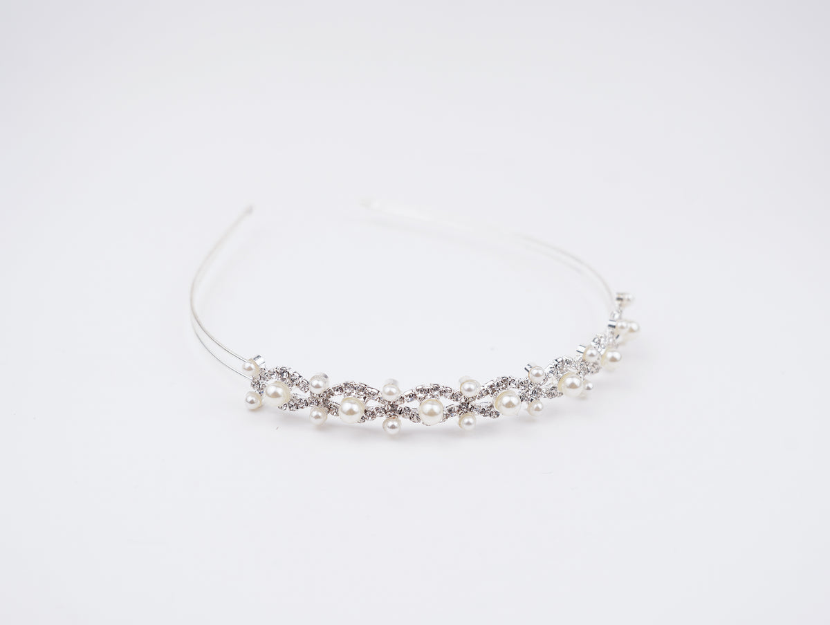 sliver pearls with crystal lined hair bands