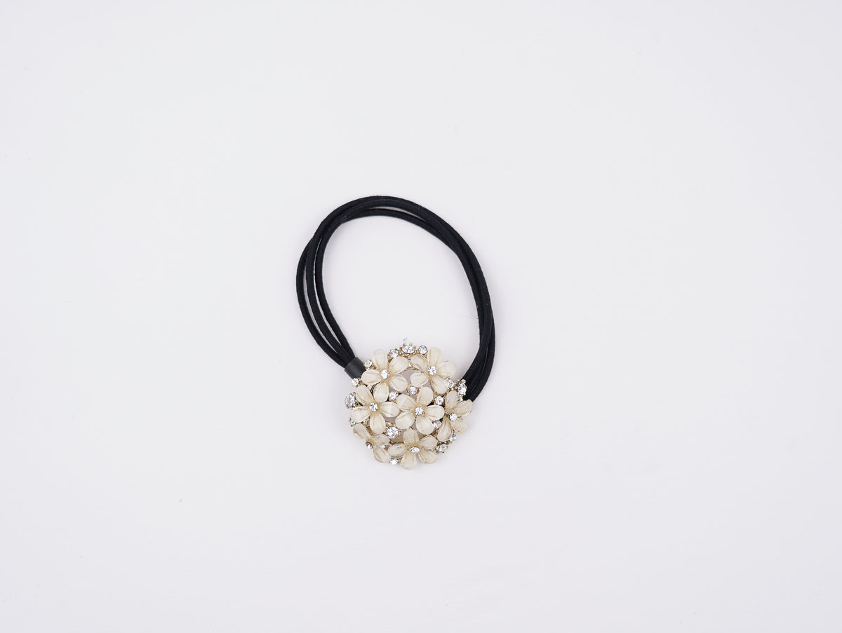 modern milk white crystal flower design hair ties