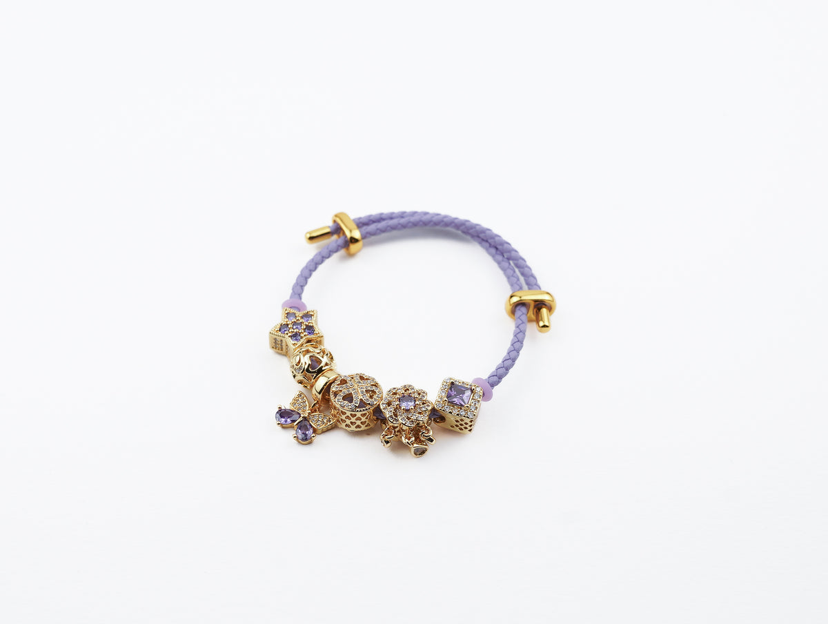 purple string bracelet with jews