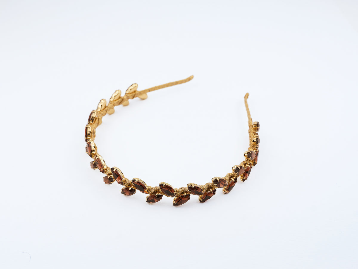 roman brown Leafe crown hair band